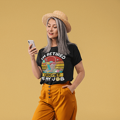 Alternative view of I'm Retired Crochet Is My Job Shirt - Crocheter T-shirt - Crocheting Shirt