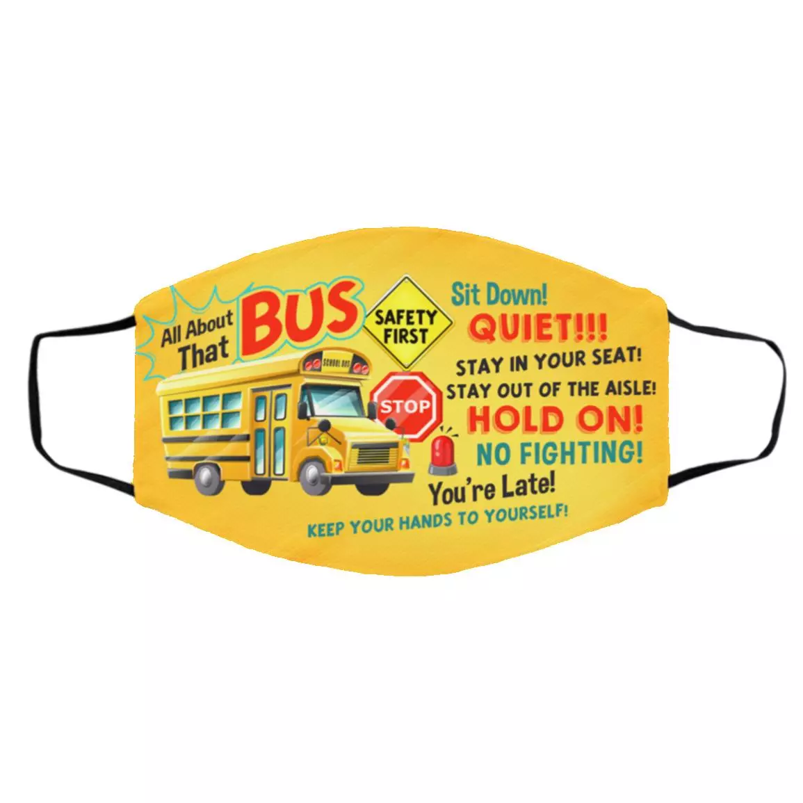 Bus Mask, White, Cloth Face Cover – Medium/Large