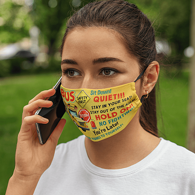 Alternative view of School Bus Driver Face Mask All About That Bus Washable Reusable Custom - Printed Cloth Face Mask