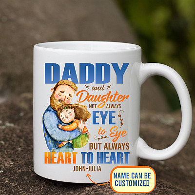 Alternative view of Personalized Dad Mug Daddy and Daughter Not Always Eye to Eye Coffee Mug - Beer Stein - Water Bottle