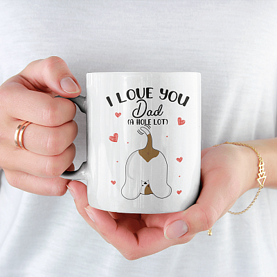 Alternative view of Funny Dog I Love You Dad a Hole Lot Ceramic Coffee Mug - Beer Stein - Water Bottle - Color Changing Mug