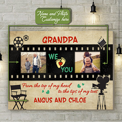 Personalized Photo To My Grandpa Grandfather We Love You Top To Toes Customized Framed Canvas Unframed Poster