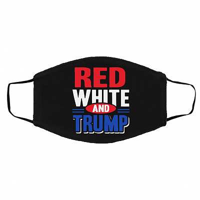 Red White And Trump Mask Cover, Black, Cloth Face Cover – Medium/Large