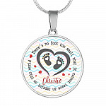 Personalized There Is No Foot Too Small that It Cannot Leave an Imprint on This World Circle Pendant Necklace - Circle Luxury Necklace (Silver)