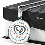 Personalized There Is No Foot Too Small that It Cannot Leave an Imprint on This World Circle Pendant Necklace - Circle Luxury Necklace (Silver)