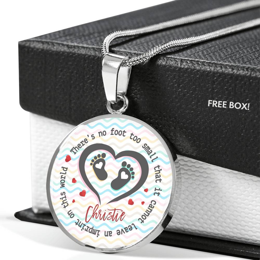 Personalized There Is No Foot Too Small that It Cannot Leave an Imprint on This World Circle Pendant Necklace - Circle Luxury Necklace (Silver)