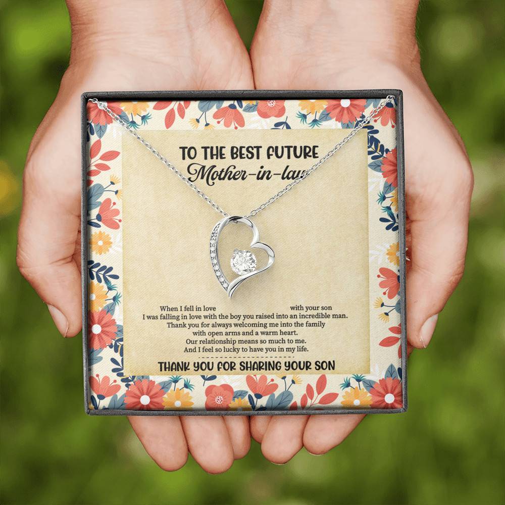 To The Best Future Mother-In-Law Thank You For Sharing Your Son Husband's Mom Forever Love Heart Necklace