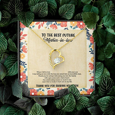 To The Best Future Mother-In-Law Thank You For Sharing Your Son Husband's Mom Forever Love Heart Necklace