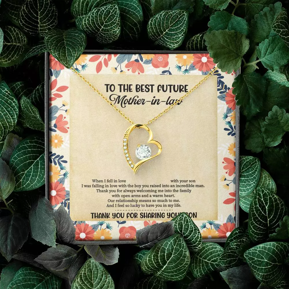To The Best Future Mother-In-Law Thank You For Sharing Your Son Husband's Mom Forever Love Heart Necklace
