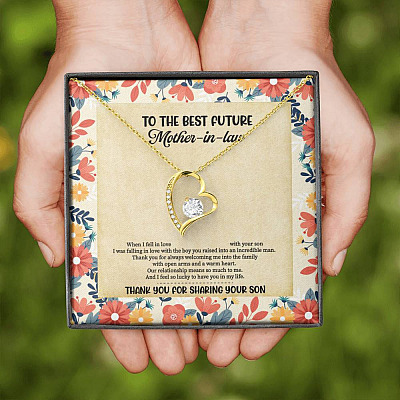 To The Best Future Mother-In-Law Thank You For Sharing Your Son Husband's Mom Forever Love Heart Necklace