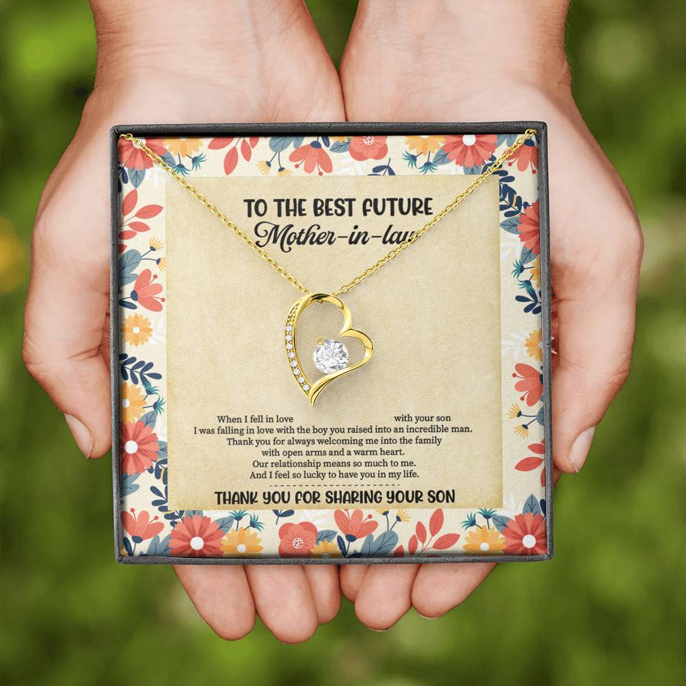 To The Best Future Mother-In-Law Thank You For Sharing Your Son Husband's Mom Forever Love Heart Necklace