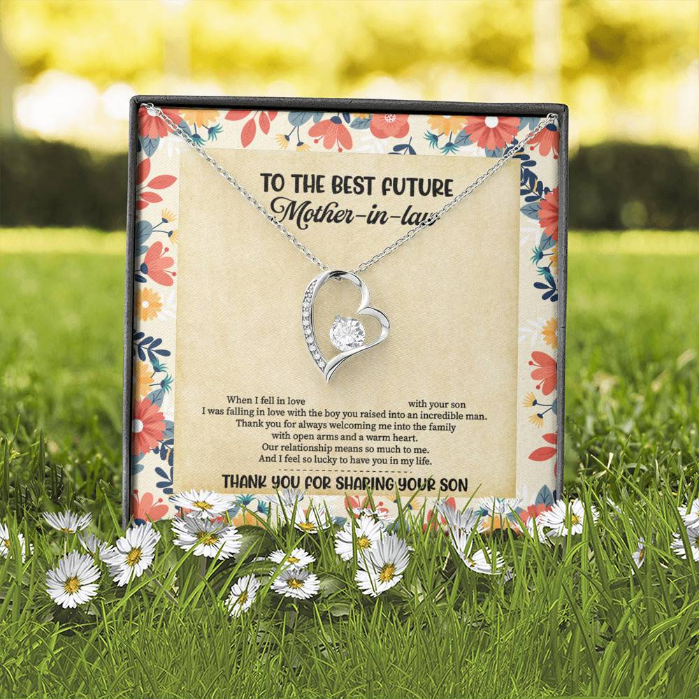To The Best Future Mother-In-Law Thank You For Sharing Your Son Husband's Mom Forever Love Heart Necklace