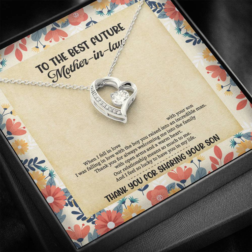 To The Best Future Mother-In-Law Thank You For Sharing Your Son Husband's Mom Forever Love Heart Necklace