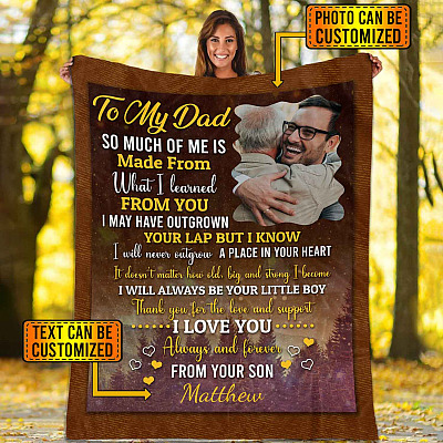 Alternative view of Personalized Photo My Dad So Much of Me Is Made from What I Learned from You Mink Sherpa - Woven Blanket