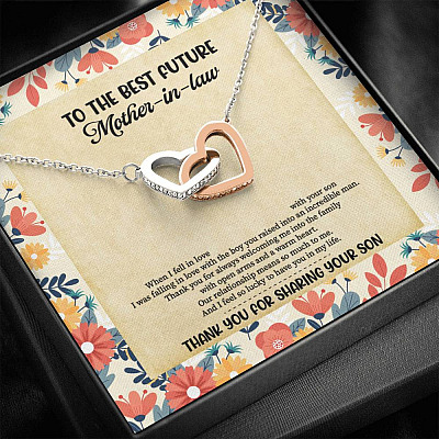 To The Best Future Mother-In-Law Thank You For Sharing Your Son Husband's Mom Interlocking Hearts Necklace