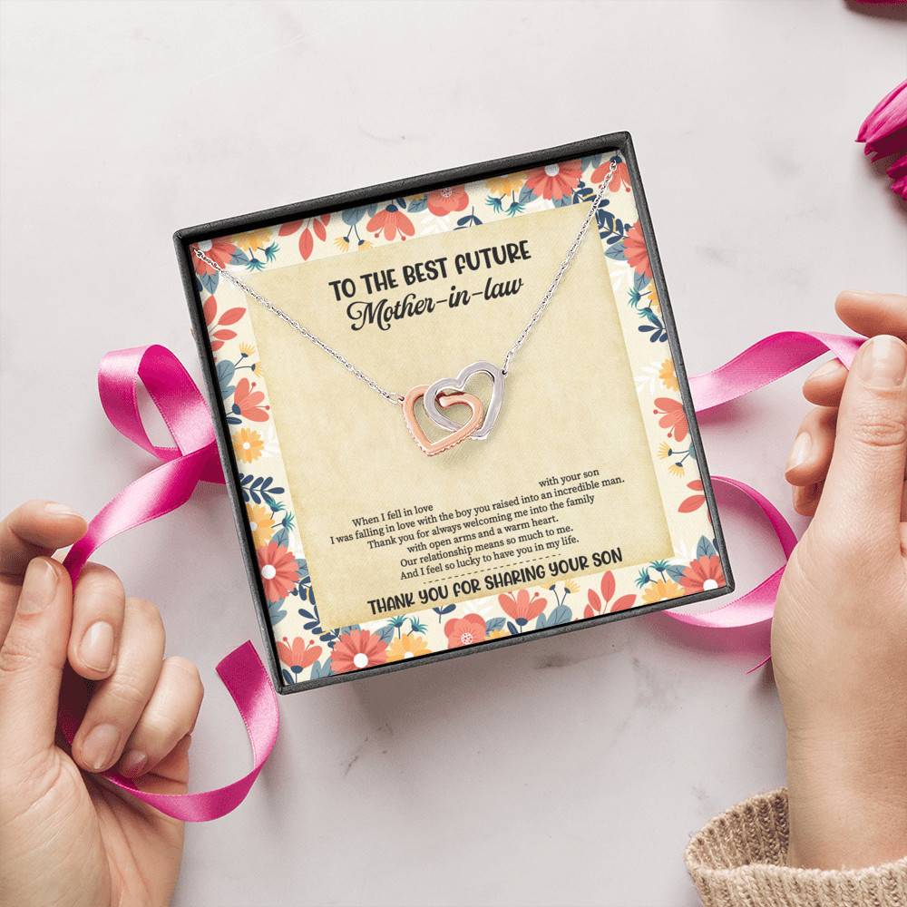 To The Best Future Mother-In-Law Thank You For Sharing Your Son Husband's Mom Interlocking Hearts Necklace