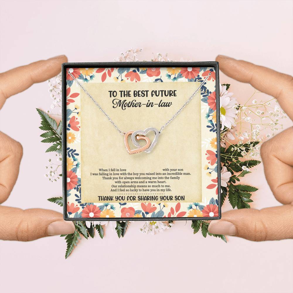 To The Best Future Mother-In-Law Thank You For Sharing Your Son Husband's Mom Interlocking Hearts Necklace