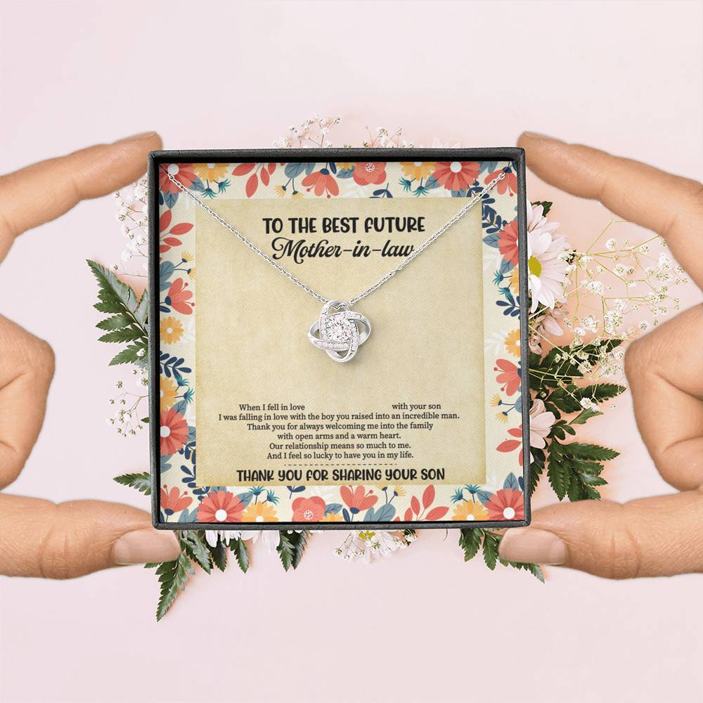 To The Best Future Mother-In-Law Thank You For Sharing Your Son Husband's Mom Love Knot Pendant Necklace