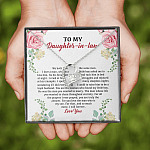 To My Daughter in Law We Love the Same Man You're the Answer I Love You Forever Love Pendant Necklace