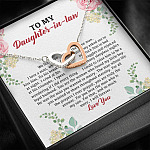 To My Daughter in Law We Love the Same Man You're the Answer I Love You Interlocking Hearts Pendant Necklace