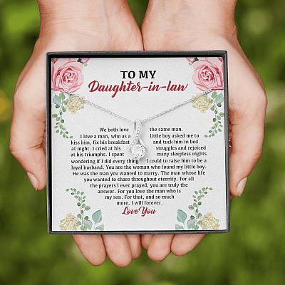 To My Daughter in Law We Love the Same Man You're the Answer I Love You Alluring Beauty Necklace