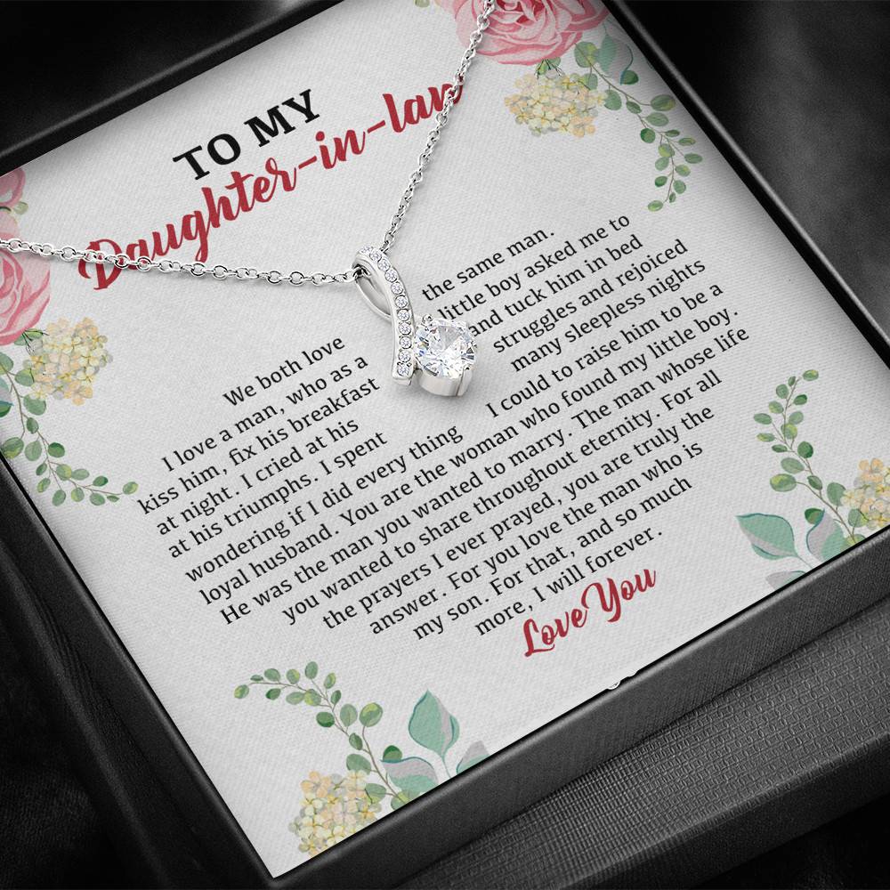 To My Daughter in Law We Love the Same Man You're the Answer I Love You Alluring Beauty Necklace