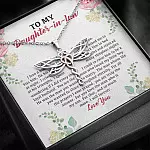 To My Daughter in Law We Love the Same Man You're the Answer I Love You Dragonfly Pendant Necklace