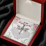 To My Daughter in Law We Love the Same Man You're the Answer I Love You Dragonfly Pendant Necklace