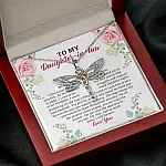 To My Daughter in Law We Love the Same Man You're the Answer I Love You Dragonfly Pendant Necklace