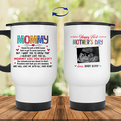 14 oz. White Travel Mug