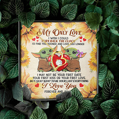 My Only Love I Wish I Could Turn Back The Clock Baby Yoda Couple Forever Love Heart Pendant Necklace