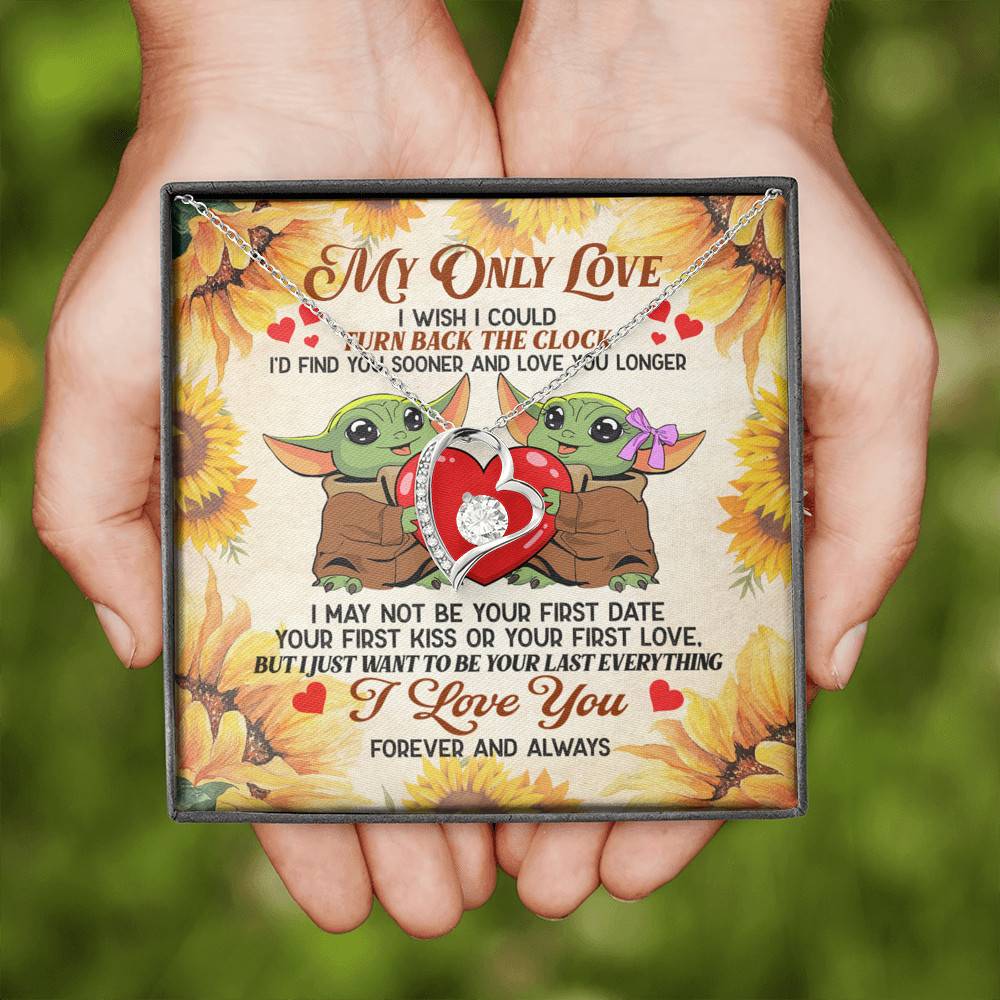My Only Love I Wish I Could Turn Back The Clock Baby Yoda Couple Forever Love Heart Pendant Necklace