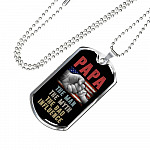 Papa The Man The Myth The Bad Influence American Flag Father's Day Luxury Dog Tag Pendant Necklace