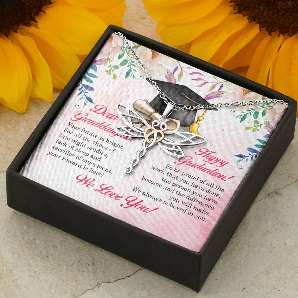 Dear Granddaughter Your Future Is Bright Happy Graduation We Always Believed In You Dragonfly Necklace Dear Granddaughter Your Future Is Bright Happy Graduation We Always Believed In You Dragonfly Necklace