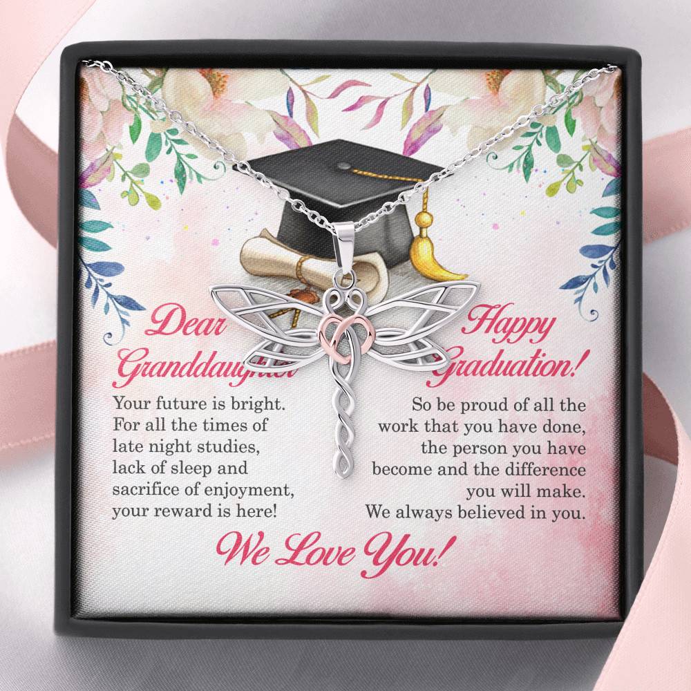Dear Granddaughter Your Future Is Bright Happy Graduation We Always Believed In You Dragonfly Necklace Dear Granddaughter Your Future Is Bright Happy Graduation We Always Believed In You Dragonfly Necklace