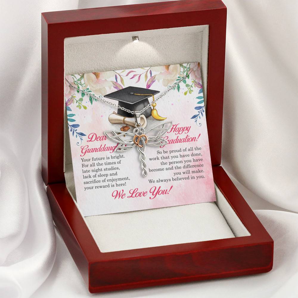 Dear Granddaughter Your Future Is Bright Happy Graduation We Always Believed In You Dragonfly Necklace Dear Granddaughter Your Future Is Bright Happy Graduation We Always Believed In You Dragonfly Necklace