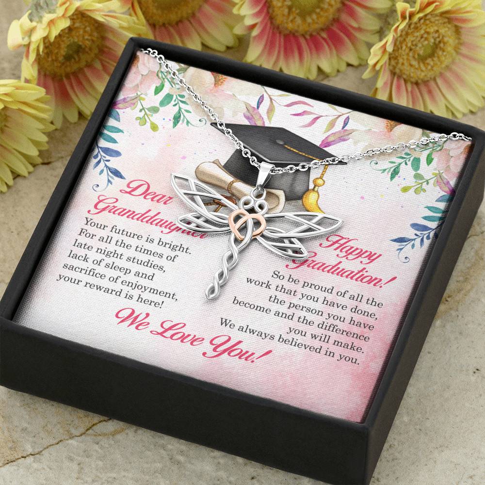 Dear Granddaughter Your Future Is Bright Happy Graduation We Always Believed In You Dragonfly Necklace Dear Granddaughter Your Future Is Bright Happy Graduation We Always Believed In You Dragonfly Necklace