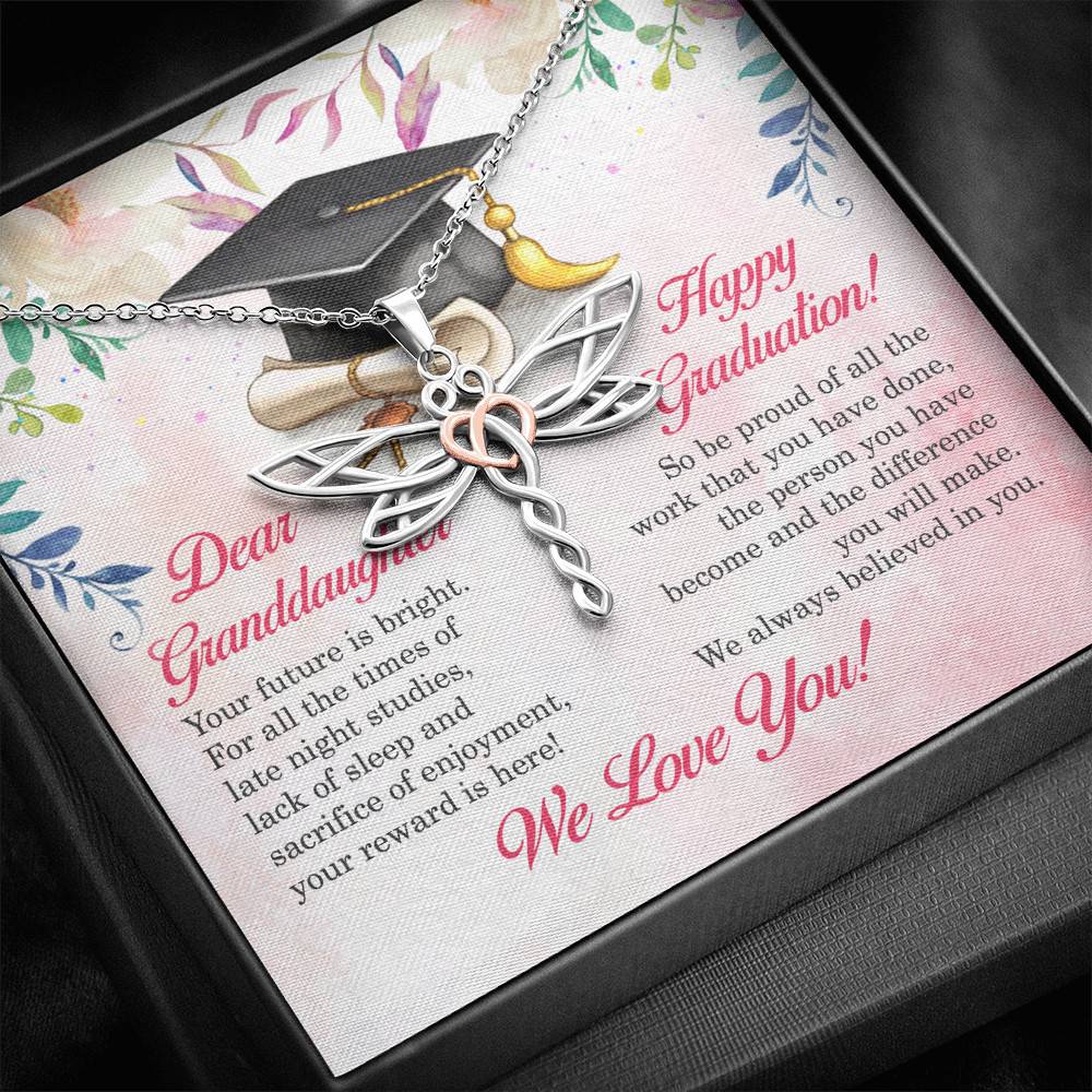 Dear Granddaughter Your Future Is Bright Happy Graduation We Always Believed In You Dragonfly Necklace Dear Granddaughter Your Future Is Bright Happy Graduation We Always Believed In You Dragonfly Necklace