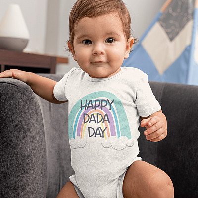 Alternative view of Happy Dada Day Rainbow Baby Onesie - Baby Infant Bodysuit