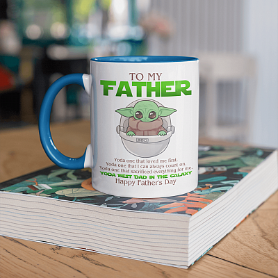 Baby Yoda To My Father Yoda Best Dad In The Galaxy Happy Father's Day Accent Mug