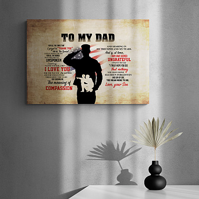 Alternative view of Military US Soldier To My Dad For All The Times That I Forgot To Thank You Framed Canvas Prints - Unframed Poster