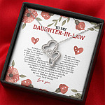 To My Daughter In Law We Both Love The Same Man I Will Forever Love You Double Hearts Necklace