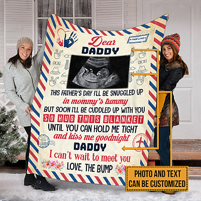 Alternative view of Custom Photo This Father's Day I'll Be Snuggled Up in Mommy's Tummy but Soon I'll Be Cuddled Up with You Blanket