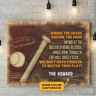 Personalized Baseball Ignore the Grass Excuse the Mess Wrapped Framed Canvas Prints-Unframed Poster-Home Decor Wall Art
