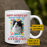 Personalized Photo Happy Father's Day Human Servant Your Tiny Furry Overlord Ceramic Coffee Mug - Beer Stein