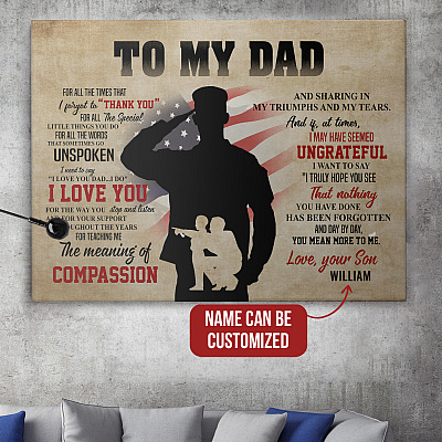 Personalized Military US Soldier To My Dad For All The Times That I Forgot To Thank You Framed Canvas - Unframed Poster