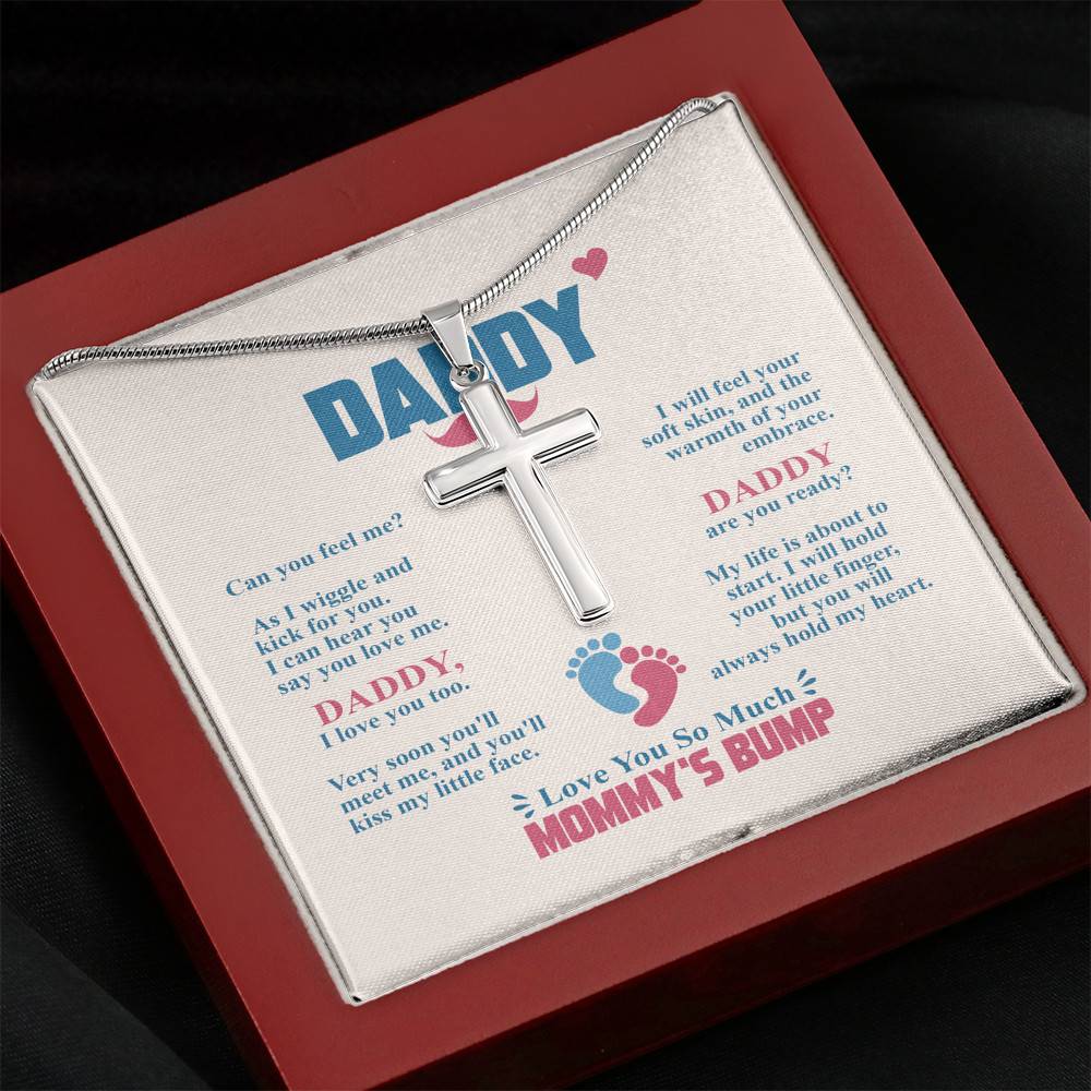 Daddy Can You Feel Me As I Wiggle And Kick For You I Can Hear You Say You Love Me Artisan Crafted Cross Necklace