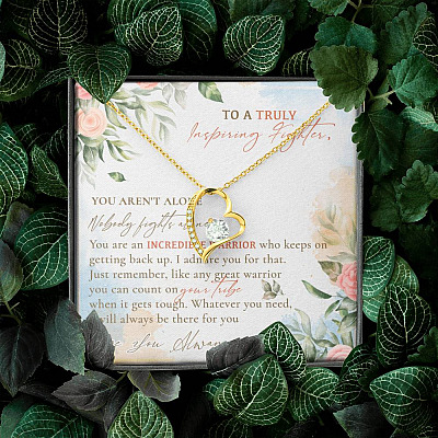 To A Truly Inspiring Fighter You Aren't Alone Nobody Fights Alone Cancer Patient Gift Forever Love Heart Pendant Necklace