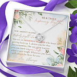 To A Truly Inspiring Fighter You Aren't Alone Nobody Fights Alone Cancer Patient Gift Love Knot Necklace