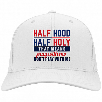 half cap, White, Twill Cap